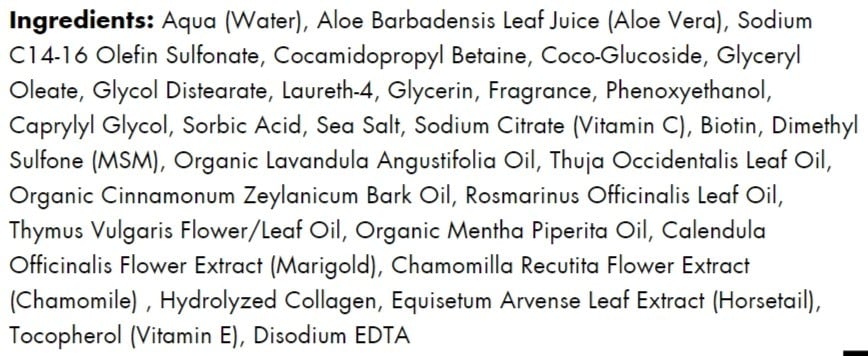 Hairfinity's Gentle Cleanse Shampoo ingredients