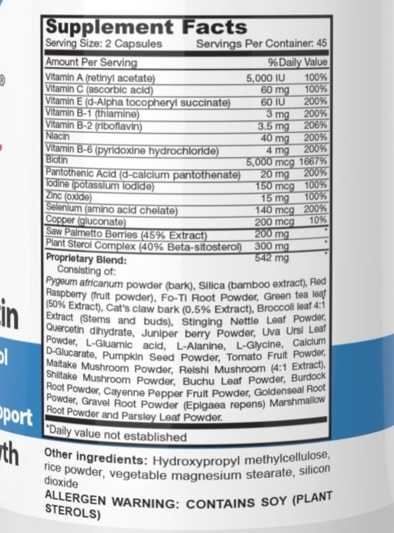 HairOmega DHT Blocker Biotin ingredients